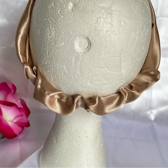 Tan Satin Headband wrap scrunched For Women Pleated design - Picture 8 of 13